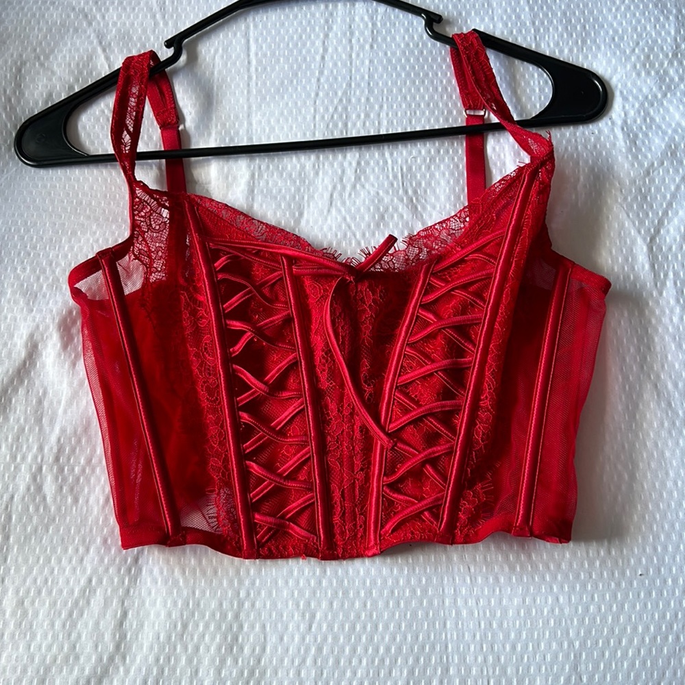 Dream angels unlined lace up corset - red